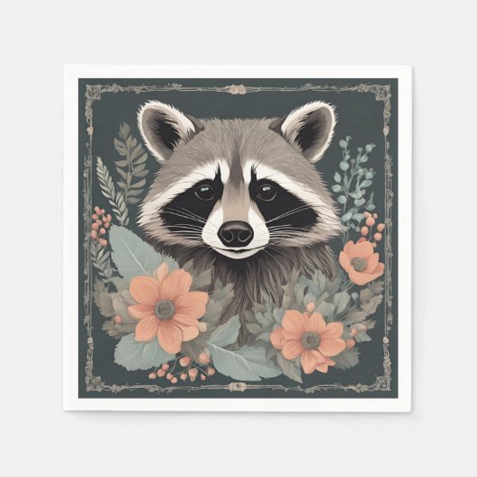 Cotattecore Raccoon Throw Kissen Serviette (Vorderseite)