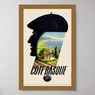 Côte Basque Frankreich Vintage-Reiseposter Poster