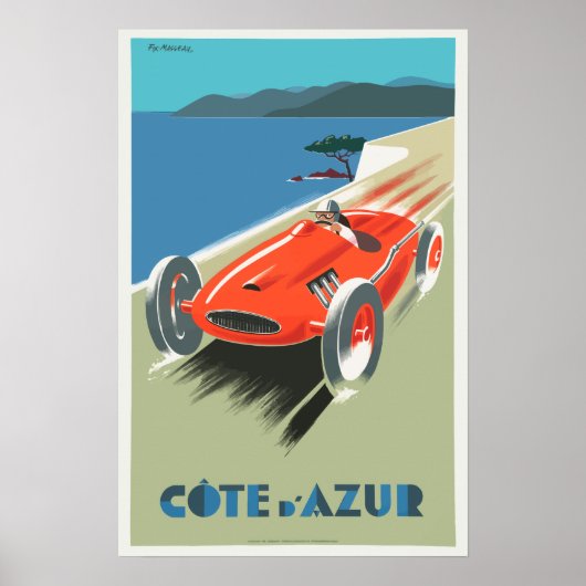 Cote d Azur Französisches Vintage Reiseposter Poster (Vorne)