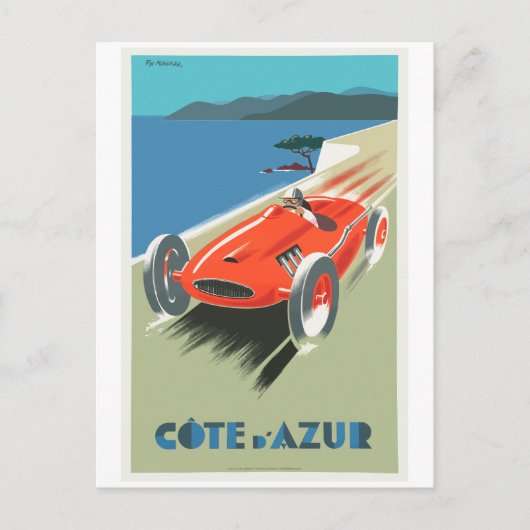 Cote D Azur Vintage Travel Poster Postkarte (Vorderseite)