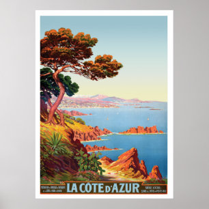 Côte d'Azur, Blick auf die französische Küste Poster