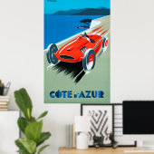 Cote d'Azur, Côte d'Azur - Vintage Racing Poste Poster (Heimbüro)
