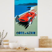 Cote d'Azur, Côte d'Azur - Vintage Racing Poste Poster (Küche)