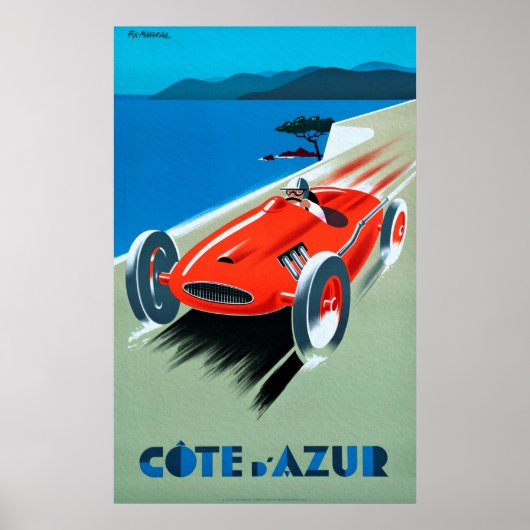 Cote d'Azur, Côte d'Azur - Vintage Racing Poste Poster (Vorne)