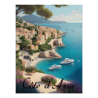 Cote d'Azur France French Riviera Travel Print Poster