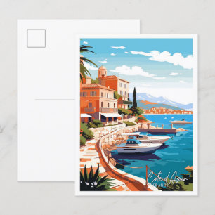 Côte d'Azur Frankreich Kunst Vintage-Reiseillustra Postkarte