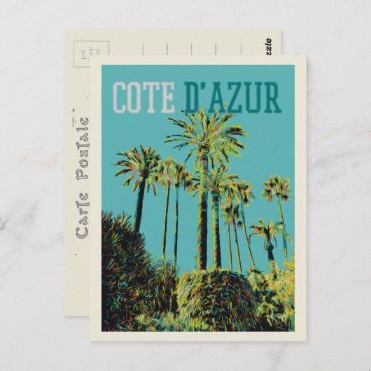 Cote d'Azur Frankreich, mediterrane Palmen Postkarte (Vorne/Hinten)