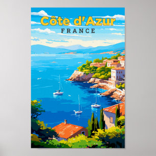 Cote d'Azur Frankreich Reisen Vintage Kunst Poster