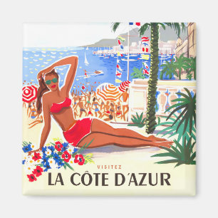 Côte d'Azur Frankreich Vintage Reise Magnet
