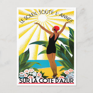 Côte d'Azur Frankreich Vintage-Reise Postkarte
