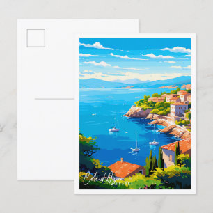 Côte d'Azur Frankreich vintage Reiseillustration Postkarte