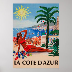 Côte d'Azur Frankreich Vintage-Reiseposter Poster