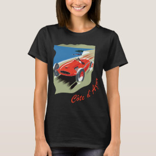 Côte d'Azur Französische Riviera Rotes Auto Reise T-Shirt