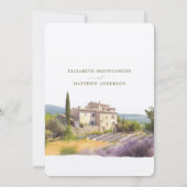 Cote d'Azur Hochzeit in Urlaubsort Weinberg Einladung (Rückseite)