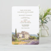 Cote d'Azur Hochzeit in Urlaubsort Weinberg Einladung (Stehend Vorderseite)