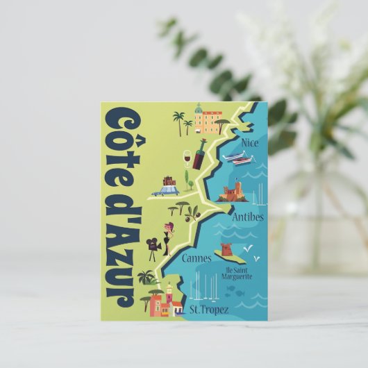 Cote d'Azur illustrierte Karte (Stehend Vorderseite)