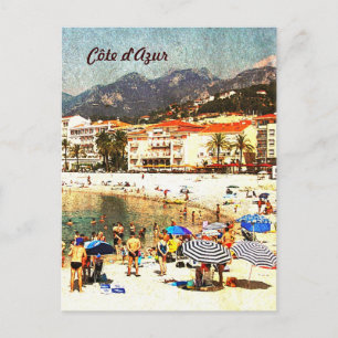 Côte d'Azur, im Retro-Stil, Postkarte für den Stra