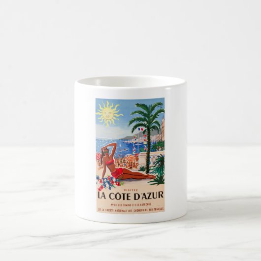 Cote D'Azur Vintag Französisch Reisen Kaffeetasse (Mittel)