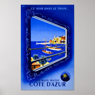 Cote d'Azur Vintage Poster restauriert
