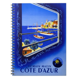 Cote d'Azur Vintage Poster restauriert Notizblock