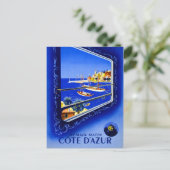 Cote d'Azur Vintage Poster restauriert Postkarte (Stehend Vorderseite)