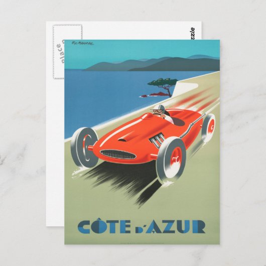 Cote d'Azur Vintages französisches Reiseplaner Postkarte (Vorne/Hinten)