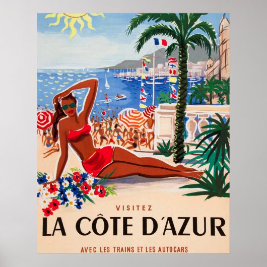 Cote D'Azur Vintages französisches Reiseprogramm Poster (Vorne)