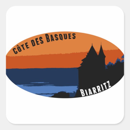 Côte des Basques Biarritz Quadratischer Aufkleber (Vorderseite)