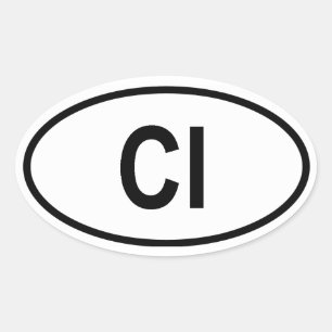 Côte d'Ivoire "CI" Ovaler Aufkleber