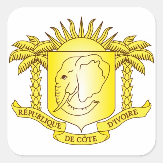 Côte d'ivoire-Emblem Quadratischer Aufkleber (Vorderseite)