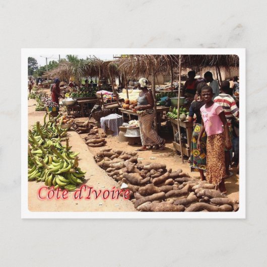 Côte d'Ivoire - Traditioneller Markt - Postkarte (Vorderseite)