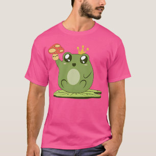 Cotgecore Kawaii Frosch mit Niedlichem Pilz auf We T-Shirt