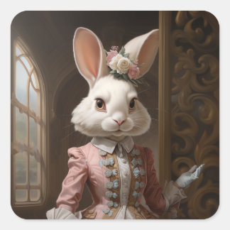 Cotillion Bunny Quadratischer Aufkleber