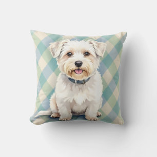 Coton de Tulear Aquarell-Stoffmuster-Kunst Kissen