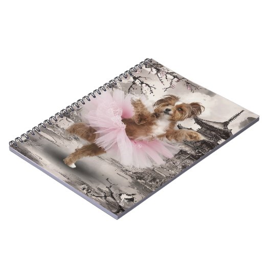 Coton de Tuléar Ballerina in chinesischer Tempelin Notizblock (Linke Seite)