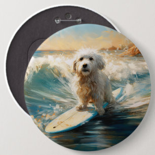 Coton De Tulear Beach Surfmalerei Button