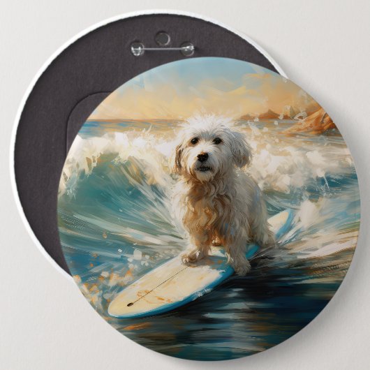 Coton De Tulear Beach Surfmalerei Button (Vorne & Hinten)