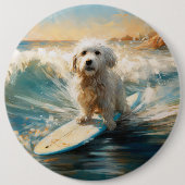 Coton De Tulear Beach Surfmalerei Button (Vorderseite)