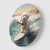 Coton De Tulear Beach Surfmalerei Große Wanduhr (Winkel)