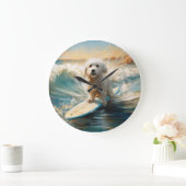 Coton De Tulear Beach Surfmalerei Große Wanduhr (Zuhause)