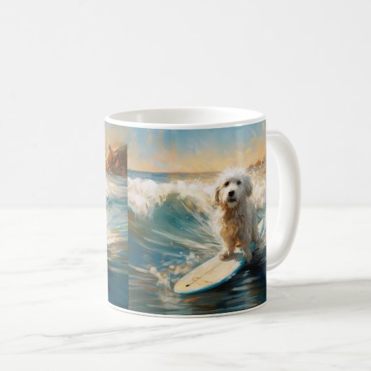 Coton De Tulear Beach Surfmalerei Kaffeetasse (VorderseiteRechts)