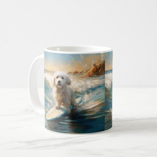Coton De Tulear Beach Surfmalerei Kaffeetasse (Vorderseite Links)