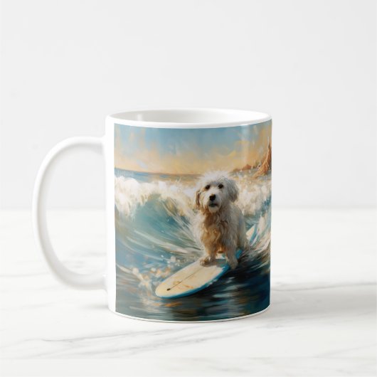 Coton De Tulear Beach Surfmalerei Kaffeetasse (Links)