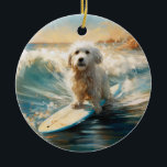 Coton De Tulear Beach Surfmalerei Keramik Ornament<br><div class="desc">Tauchen Sie ein in die spielerische Welt des Kaninchen-Abenteuers mit diesem faszinierenden Bild. Ein gepflegter Hund geht zu den Wellen und reitet geschickt auf einem sonnengeküssten Strand. Das lebendige Kunstwerk vereint wunderbar das Wesentliche der Erregung am Strand, während der Hund furchtlos auf den Wellen reitet und den Geist von Spaß...</div>