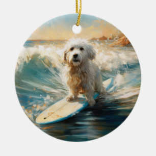 Coton De Tulear Beach Surfmalerei Keramik Ornament