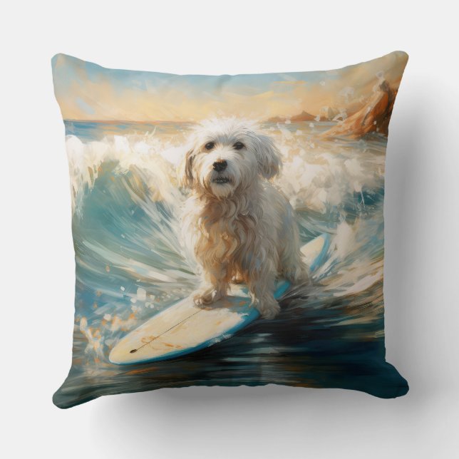 Coton De Tulear Beach Surfmalerei Kissen (Rückseite)