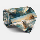 Coton De Tulear Beach Surfmalerei Krawatte (Gerollt)