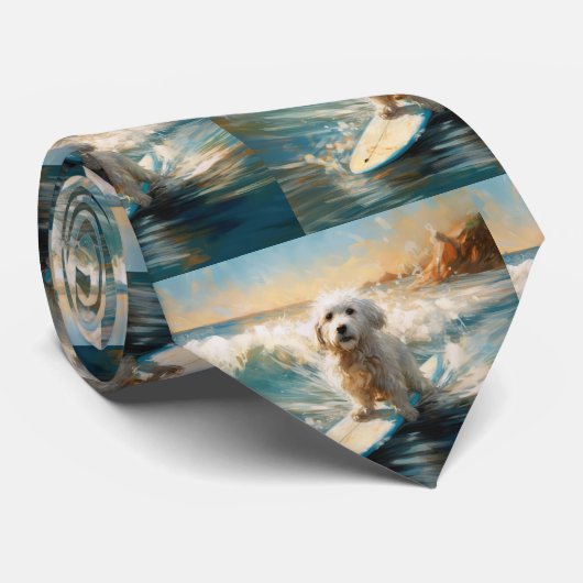 Coton De Tulear Beach Surfmalerei Krawatte (Gerollt)