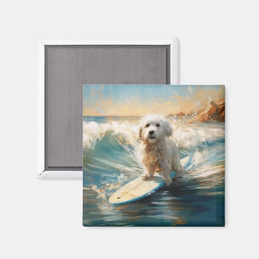 Coton De Tulear Beach Surfmalerei Magnet (Vorderseite/Rückseite)
