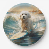 Coton De Tulear Beach Surfmalerei Pappteller (Vorderseite)